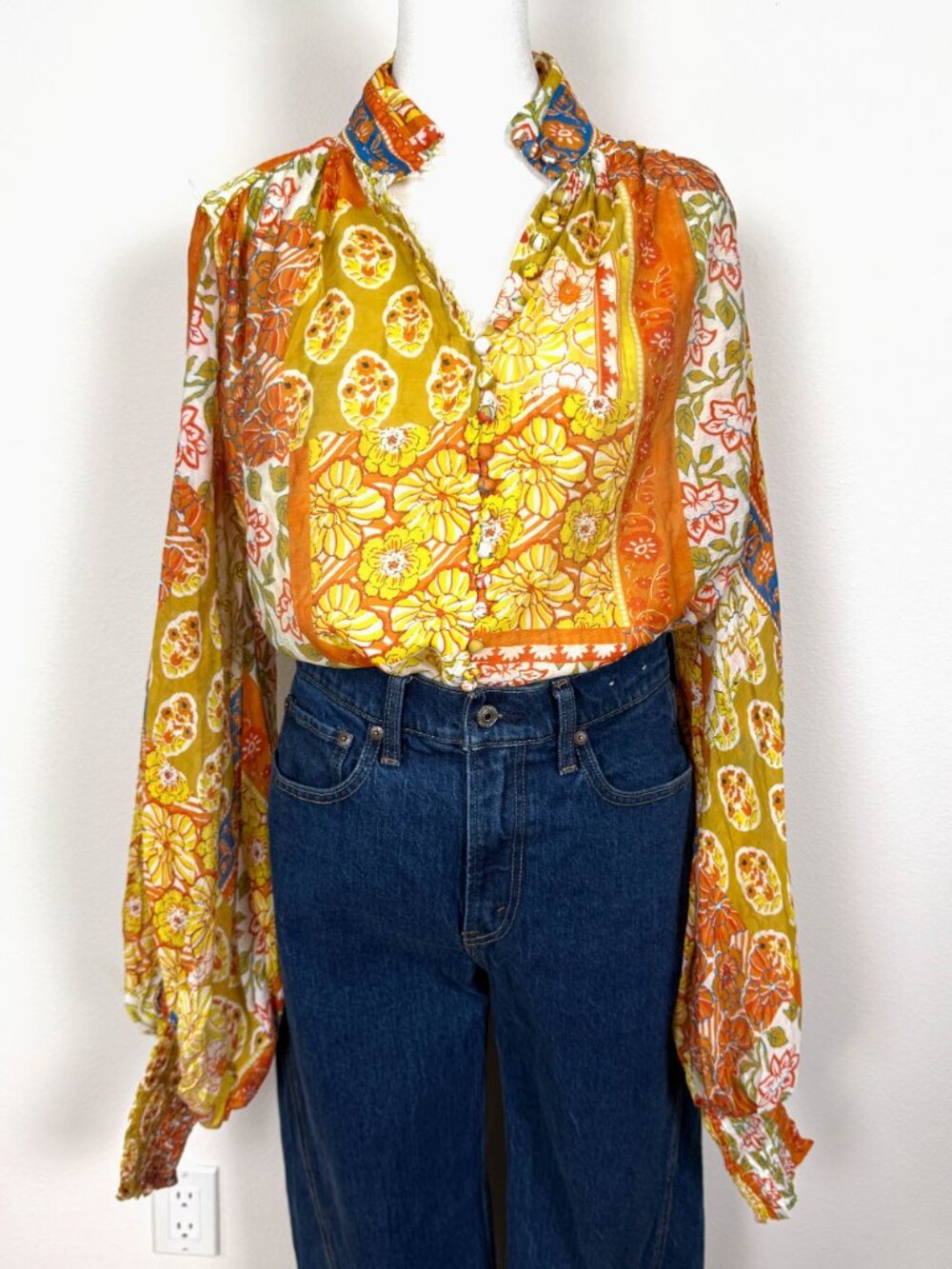 NWOT Bella Boheme Gold Dust Aurora Blouse Boho Size M - Picture 7 of 13